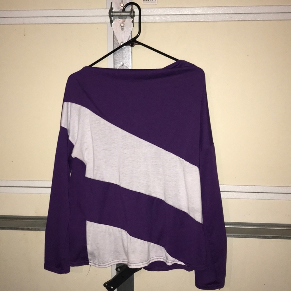 Purple and white long sleeved shirt